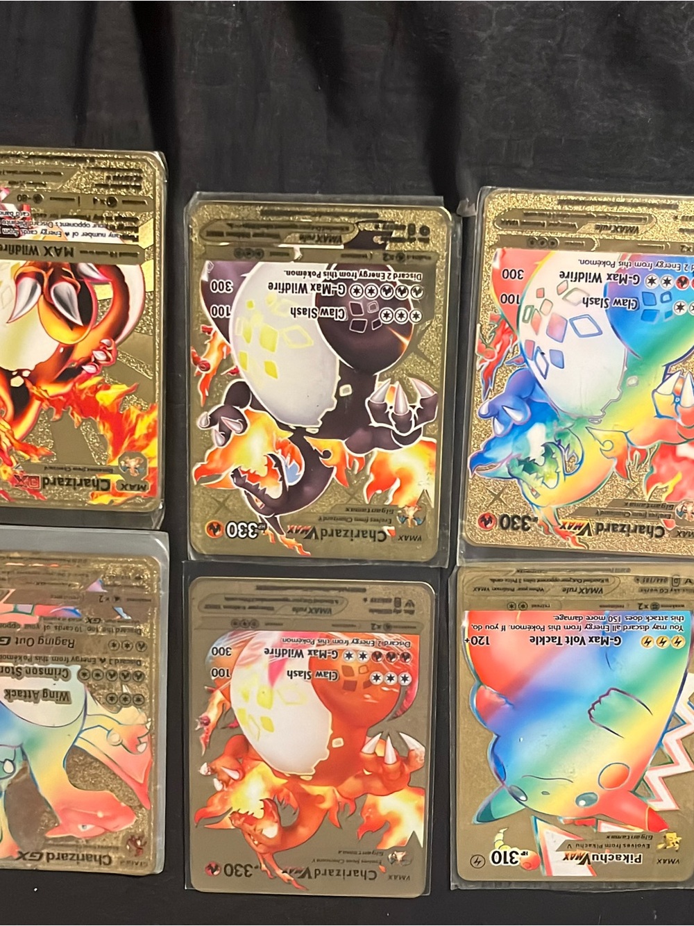 Pokemon Charizard GX Holo Card Set - Red, Blue, Gold, Black fake